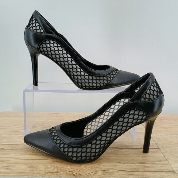 Marc Fisher Shoes - Marc Fisher Dalta Heels Pumps Black Mesh Pointed Toe Stiletto Women’s Size 6.5M